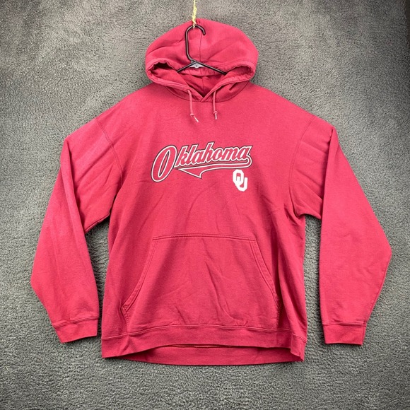 Oklahoma Sooners NCAA Hoodie Men XL Embroidered Spellout Red Pullover Sweatshirt - Picture 1 of 7